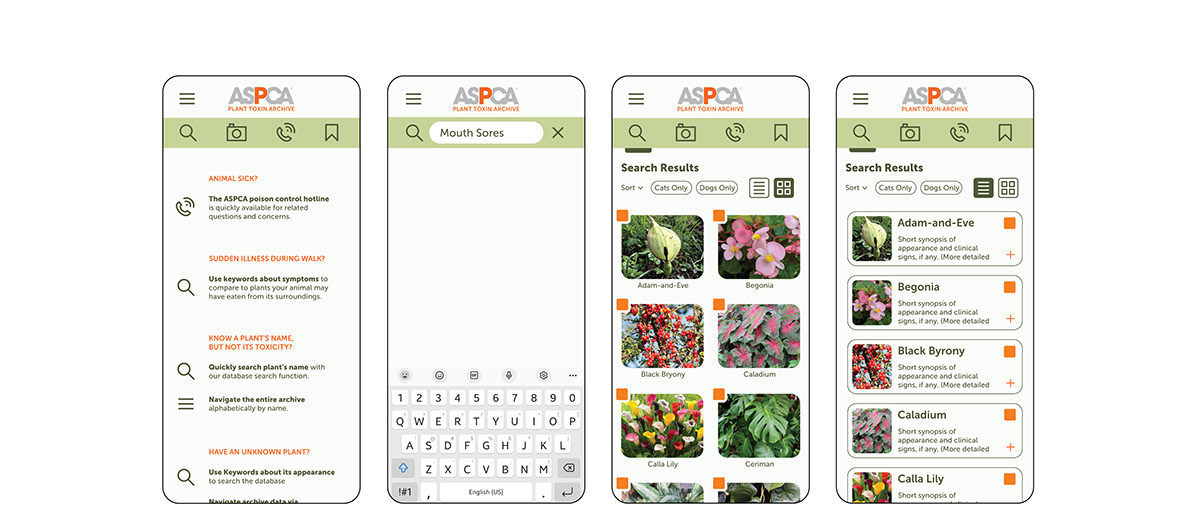 aspca cats dogs Mobile app Nature plants prototype symbol design Thesis Project UI/UX