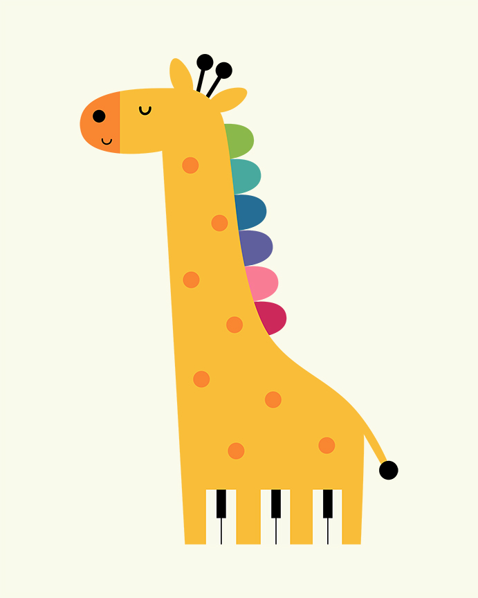 giraffe Piano music rainbow life cute funny