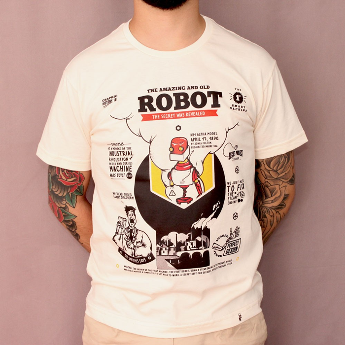 design clothes old art robot print poster shirt machine steamp toon STEAMPUNK