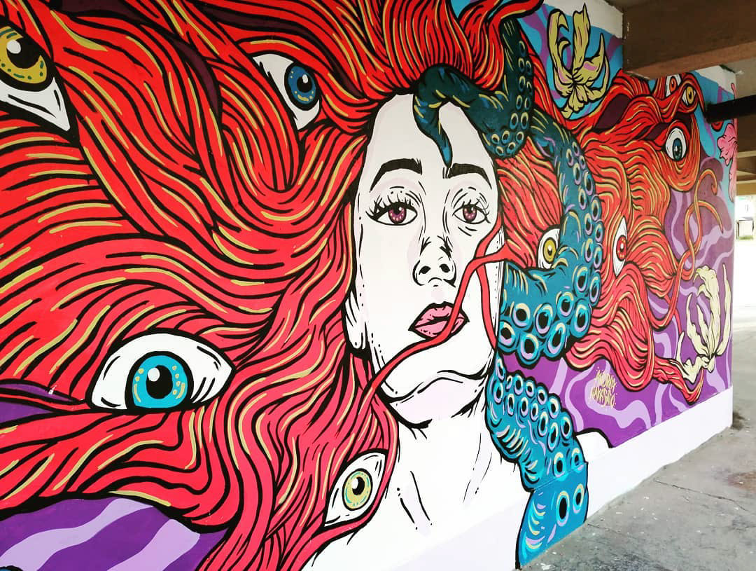 lima peru Mural limamuralproject nakasato woman octopus cthulhu lovecraft monster