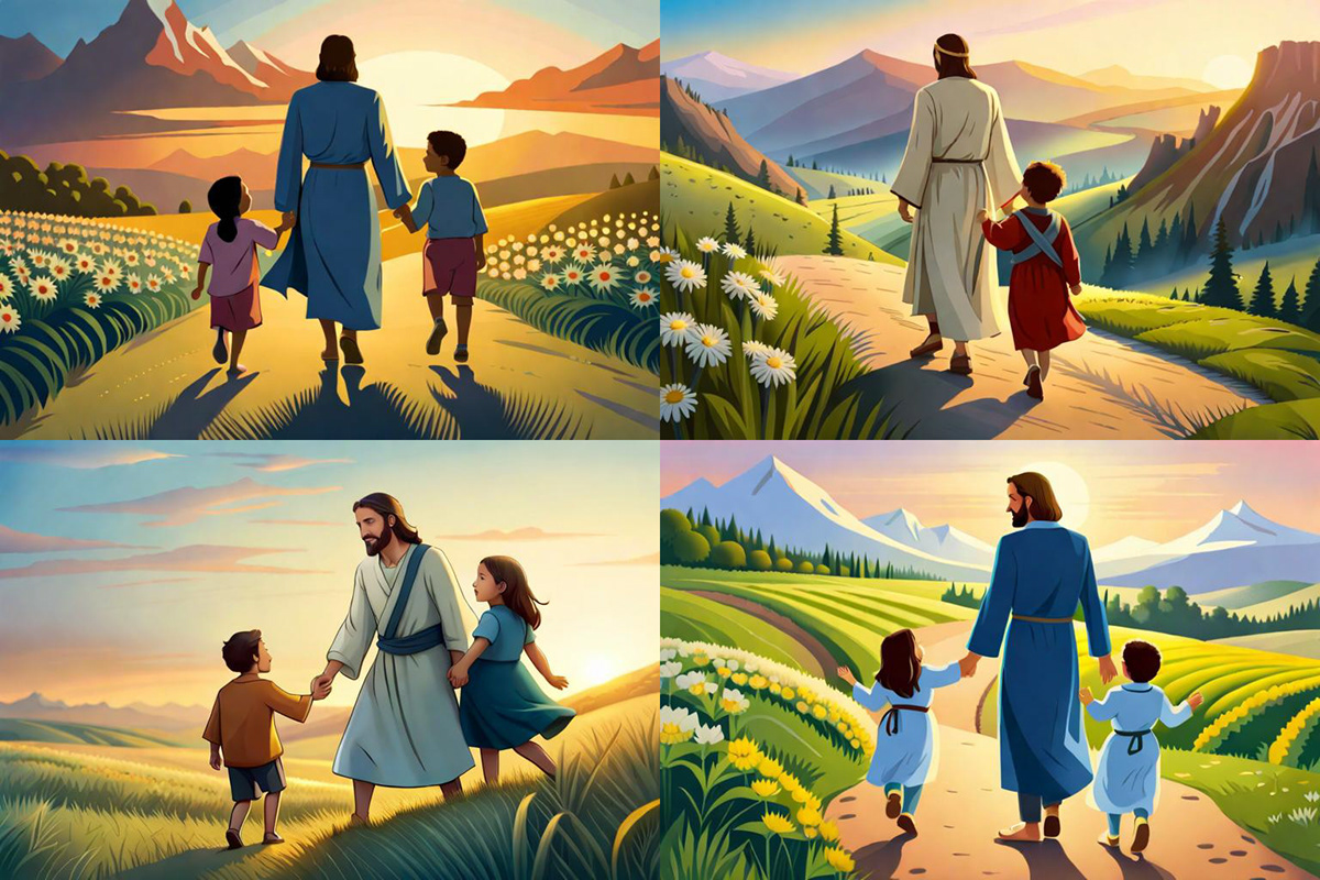 vector digital illustration adobe illustrator Jesus Church church kids bible jesus jesus kids