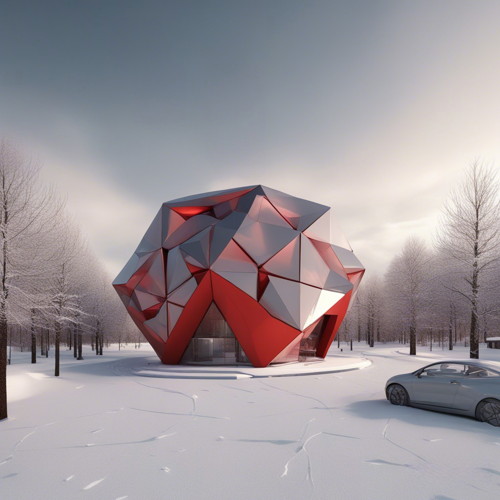 ai architecture snow red design Geometric shape