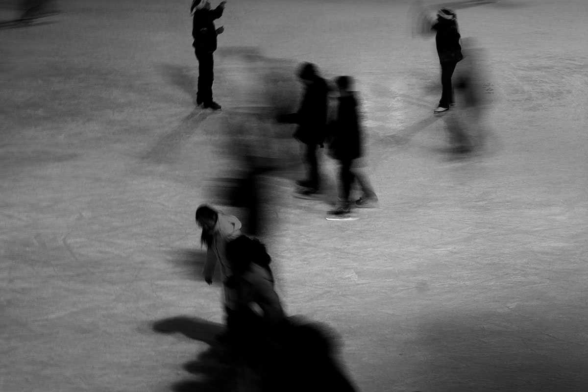 ice skating Photography  black and white lost cold winter