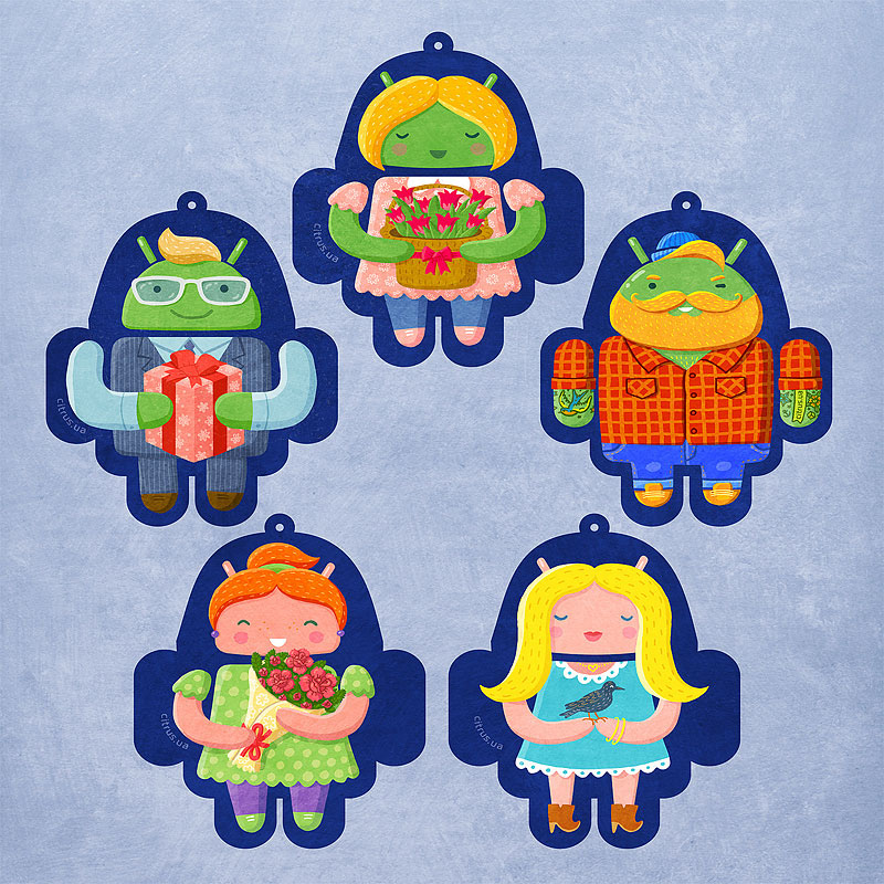 ILLUSTRATION  Character android apple party