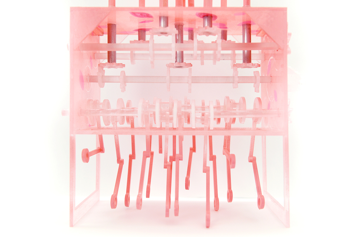 mechanism sculpture flamingo humorous toy DIY animal motion risd model machines acrylic kinetic movement design principles
