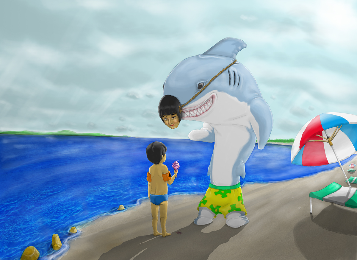 sharks shark concept art concept art kid icecream boy beach harris destacamento blue SKY