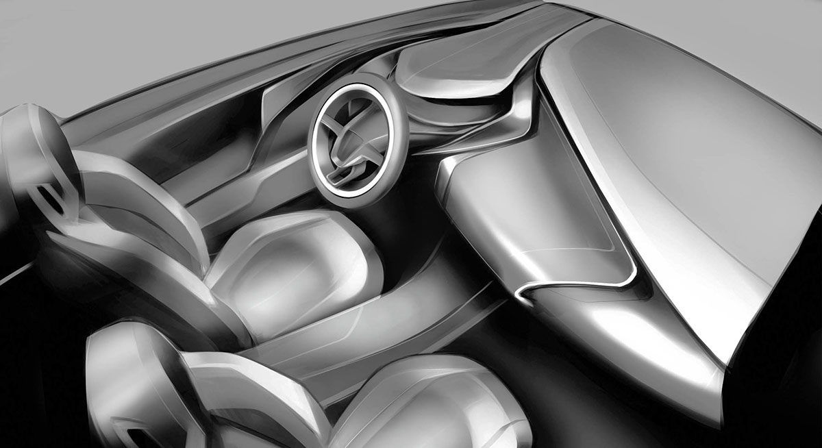 automotive   Interior design industrial photoshop sketch Render