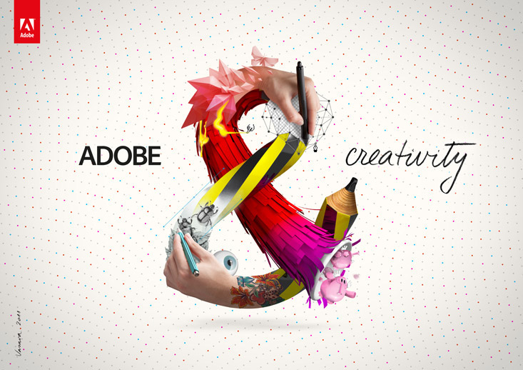 graphic 3D Technology campaign lettering art direction joyful surreal