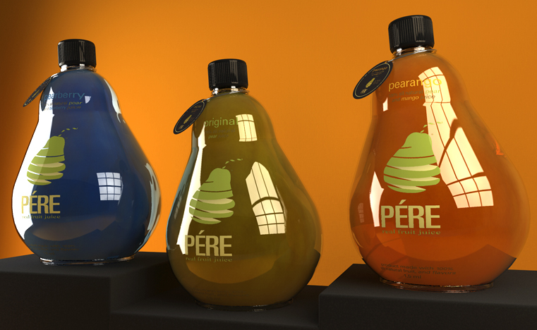 Pear juice bottle glass brand visual identity corporate Packaging product French pere logo c4d cinema 4d photoshop core all-natural natural awesome cool Health Website iphone Mango blueberry strawberry organic sweet