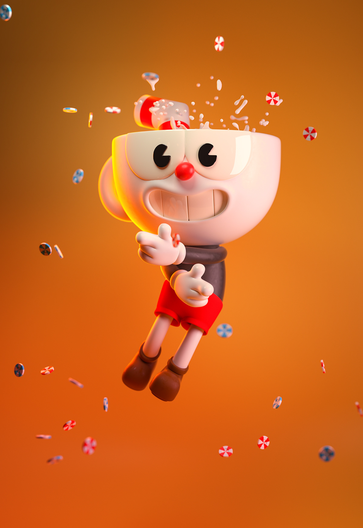3D cartoon Character Cuphead game ILLUSTRATION  videogame