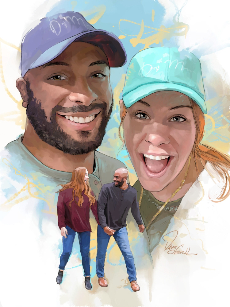 portrait watercolor ILLUSTRATION  man woman painting   laughing Martin Luther King digital portraits