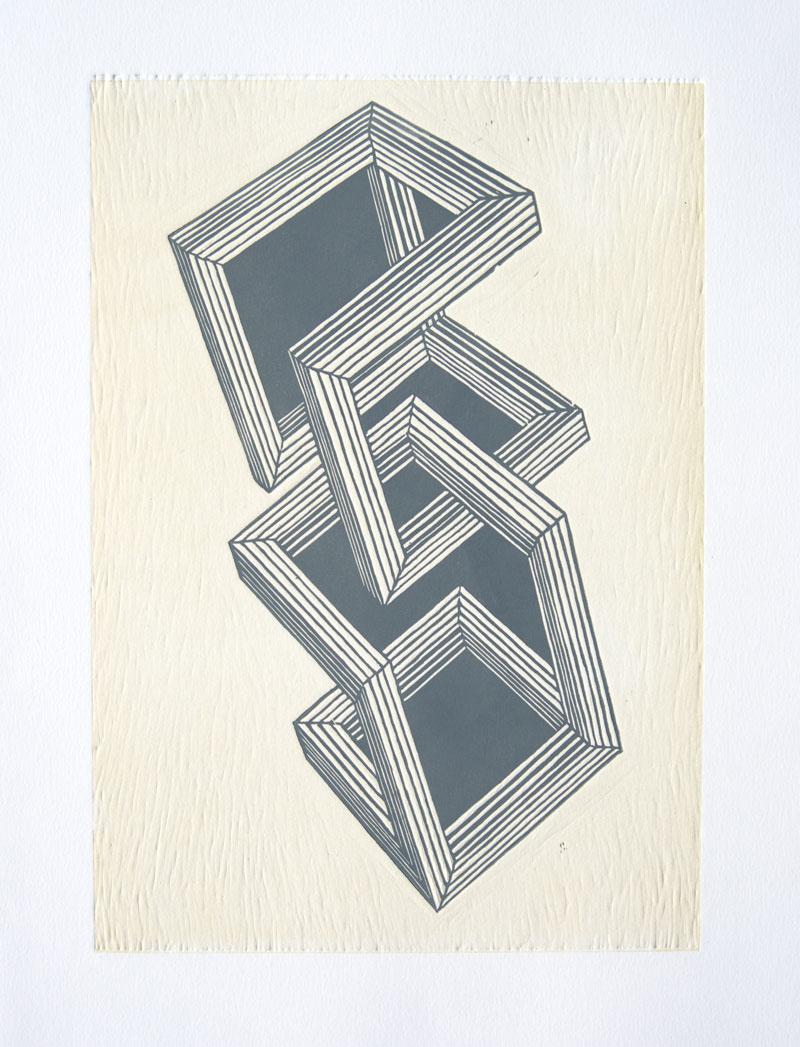 linocut lino geometry cube print linoleum lino print Printing joelhauck Hauck