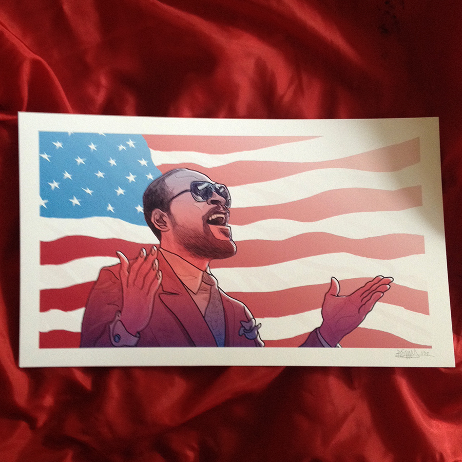 Marvin Gaye  portrait  nba sports  anthem  sing  song america  patriot  drawing  Flag usa illustrations soul motown