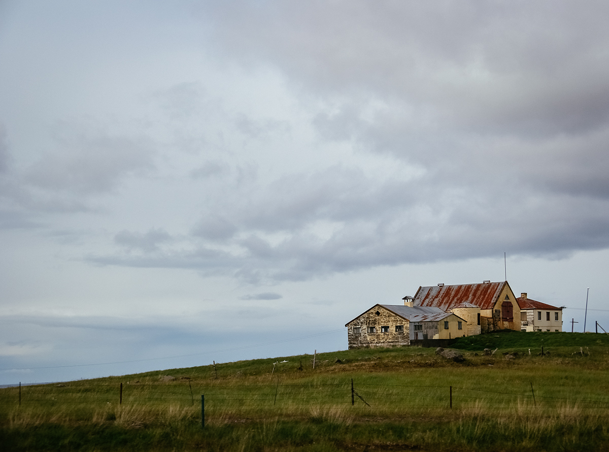 iceland structures buildings Homes farms Landscape photos Scandinavian clouds fog green Nature water Ocean foggy