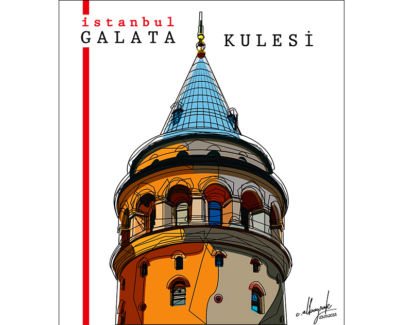adobe Illustrator vector istanbul galata tower türkiye wacom art Travel