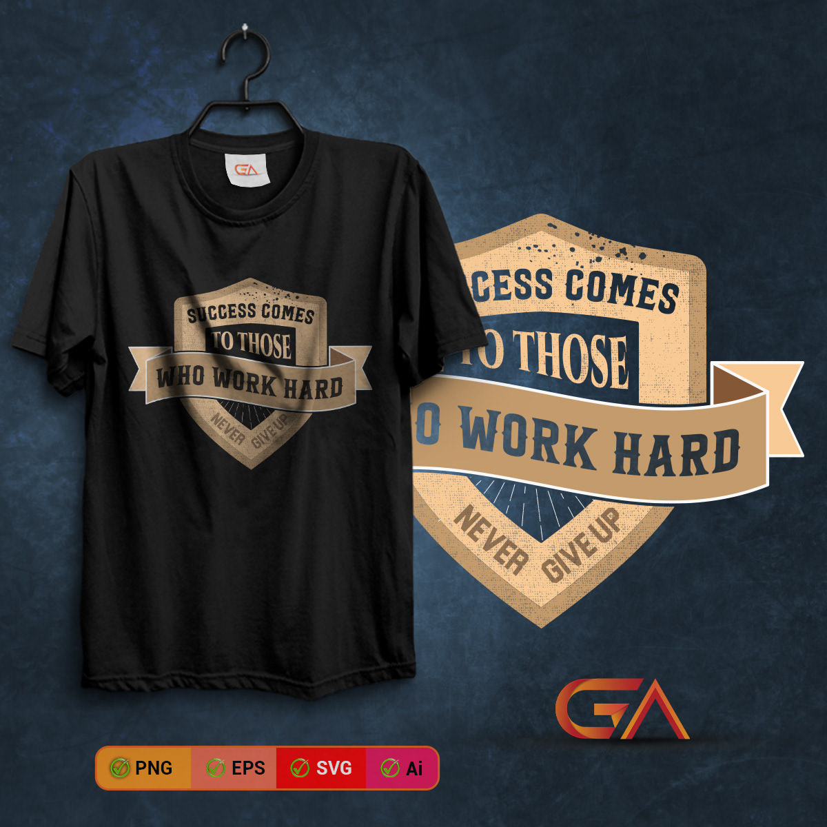 Clothing t-shirt Fashion  motivation inspiration Logotype Brand Design vector never give up Work Hard T-Shirt