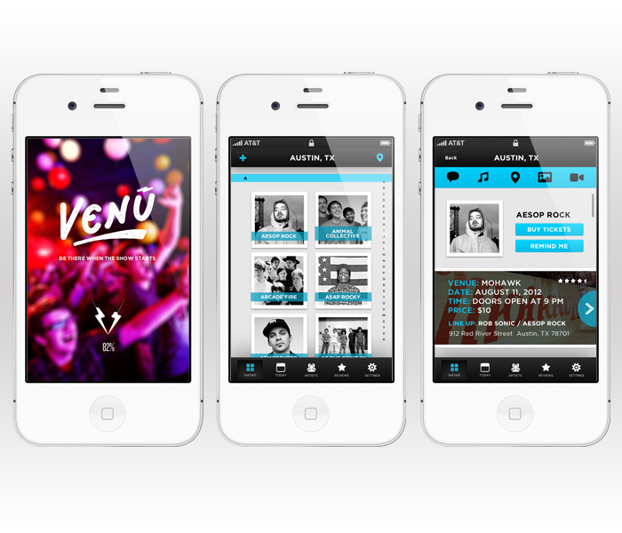 app application iphone ux music venue Web Design 