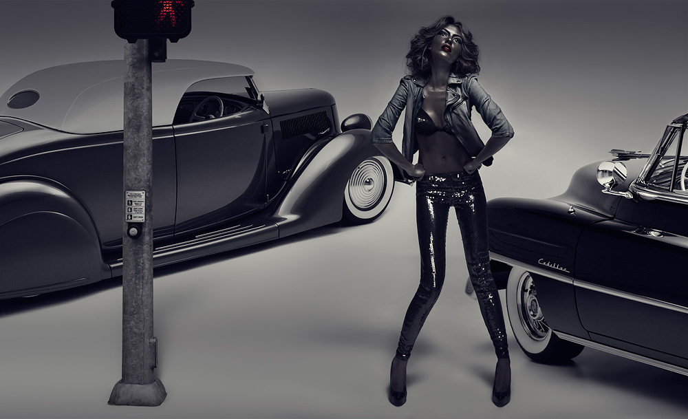 dark studio model car vintage Custom black purple