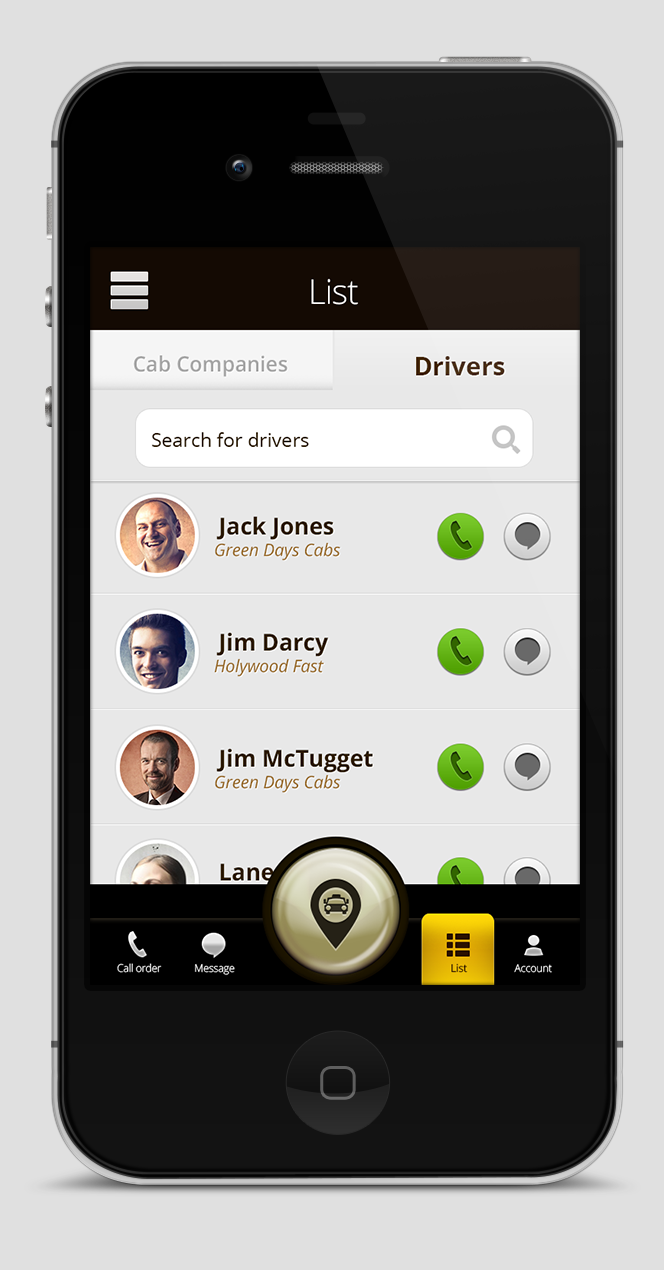 mobile app phone taxi logo yellow cab UI iphone Website Webdesign
