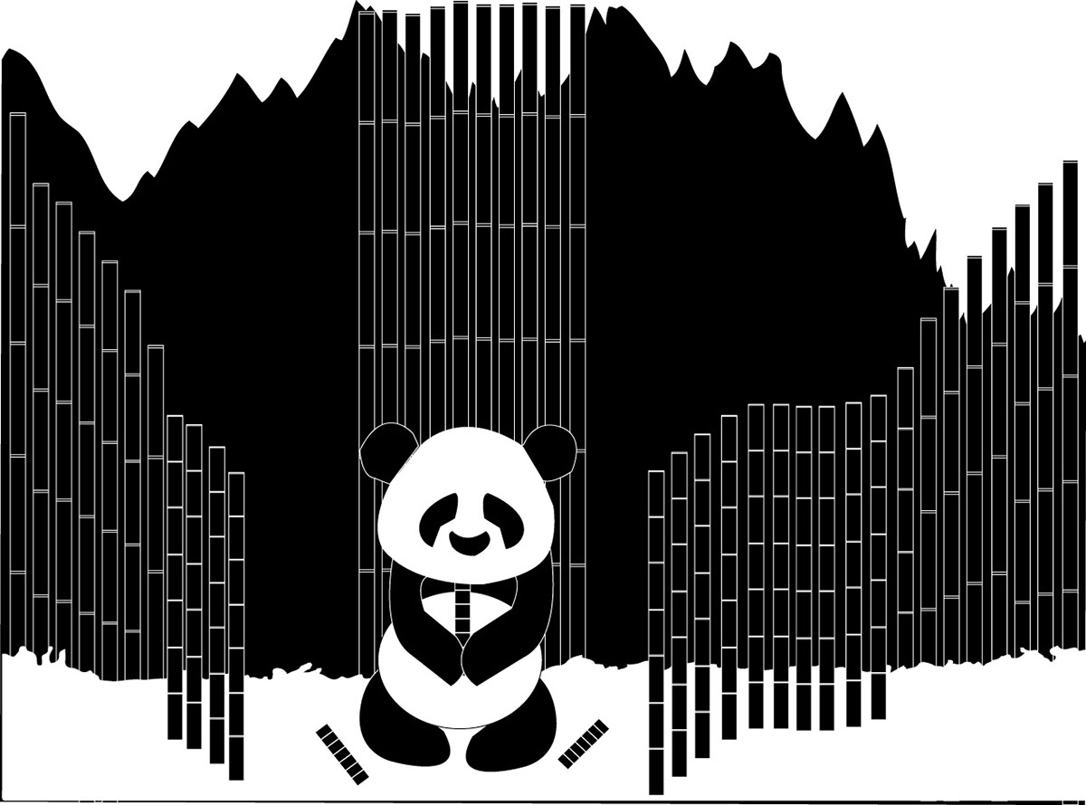 Nagative Space  NAGATIVE SPACE black White Panda  ILLUSTRATION 