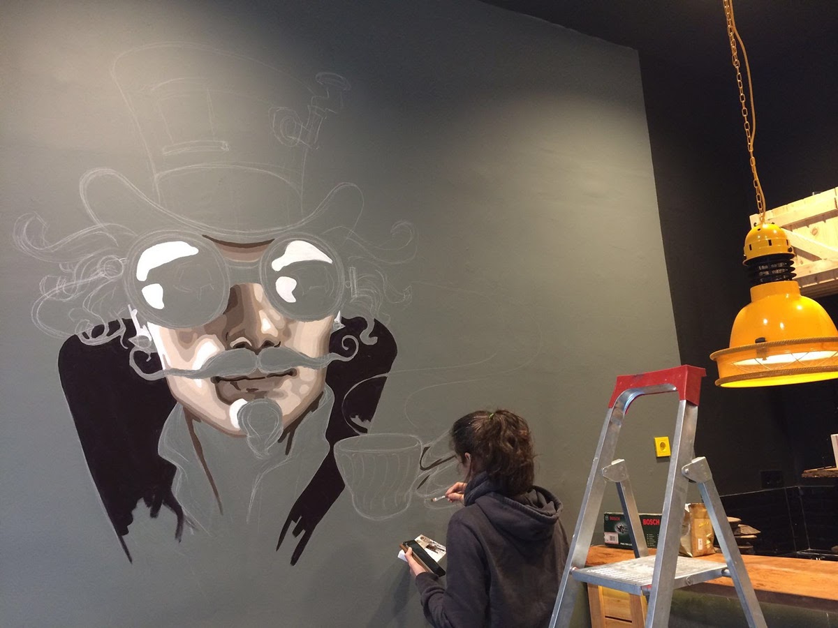 Mural wall art STEAMPUNK acrylic Coffee cafe decoration