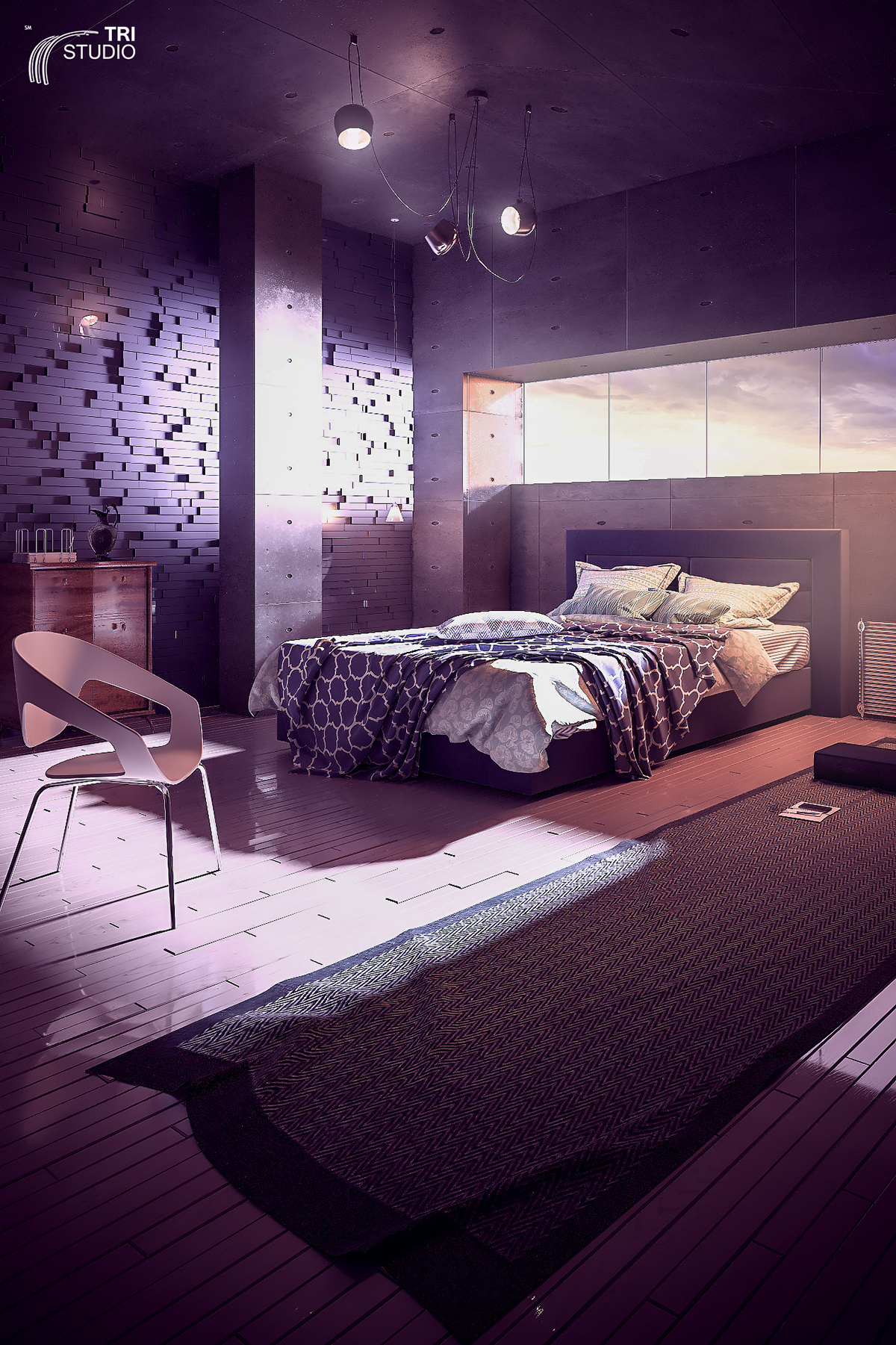 design architechture Interior bed visualize freelancer course room lighting