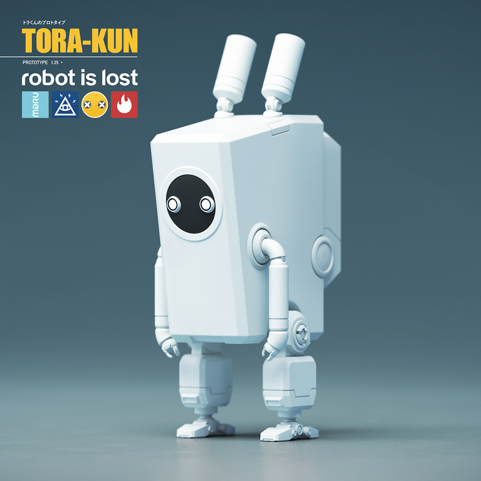Akiba robot Graffiti toy robots arttoy kawaii stickers Malcolm Tween tora-kun