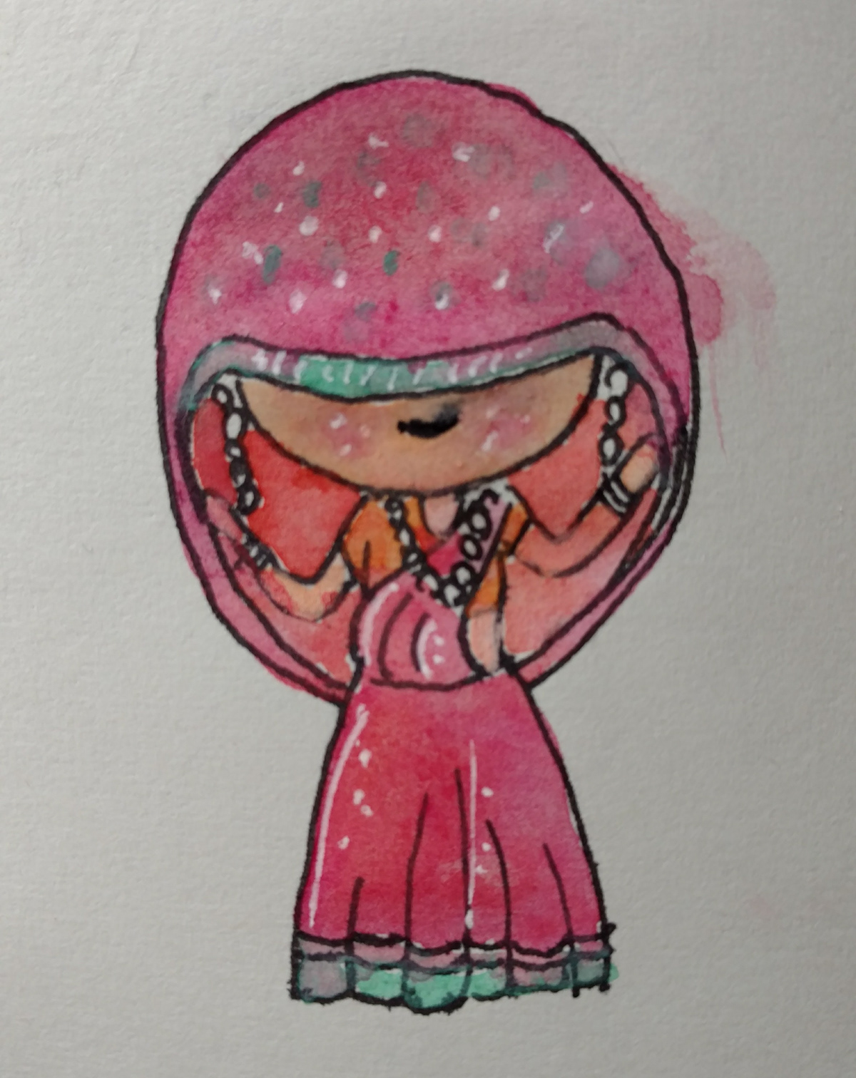 cutie Character watercolour ink women power