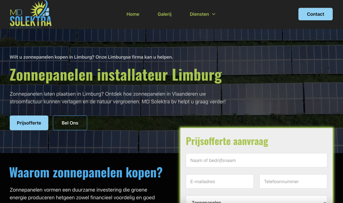 programmatic seo location page for solar panels with above fold eye-catching quote form
