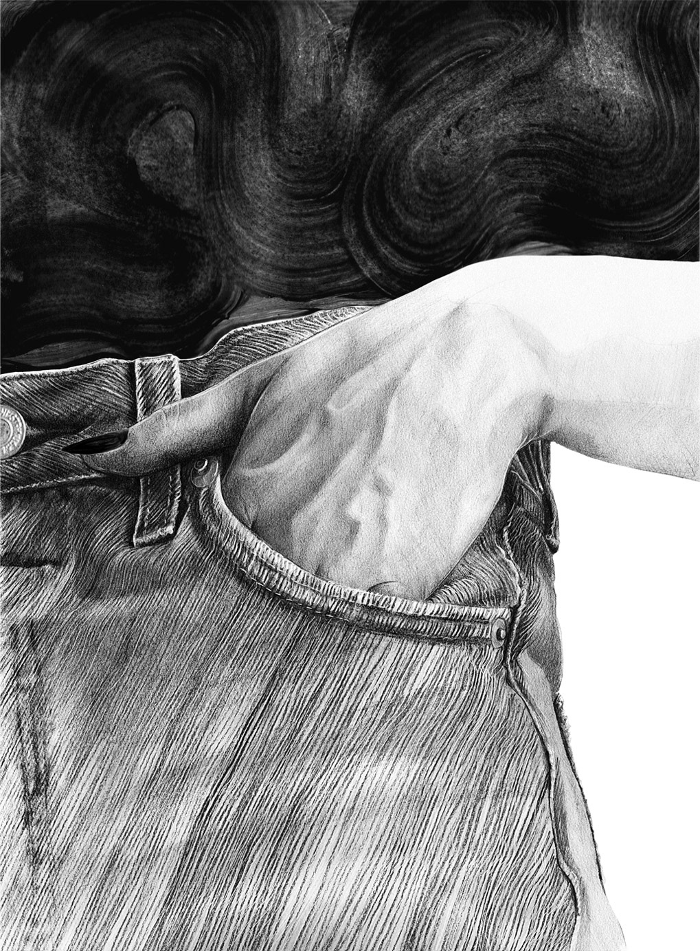 Drawing  artwork feminism pencil realistic woman jeans purple graphite painting  