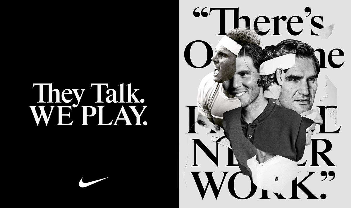 collage digitalart digitalcollage federer graphic design  Nadal Nike portrait sports visualart