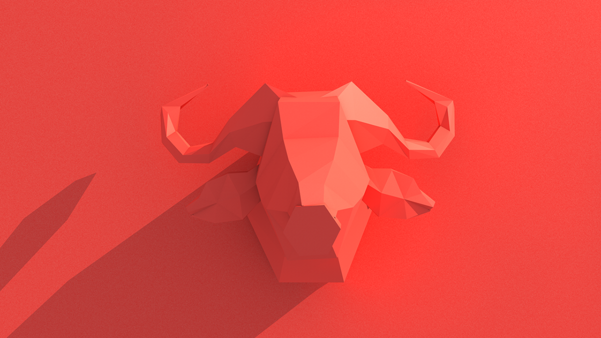 Low Poly 3D cinema4d c4d animals heads mufflon unicorn Rhino elephant paper color