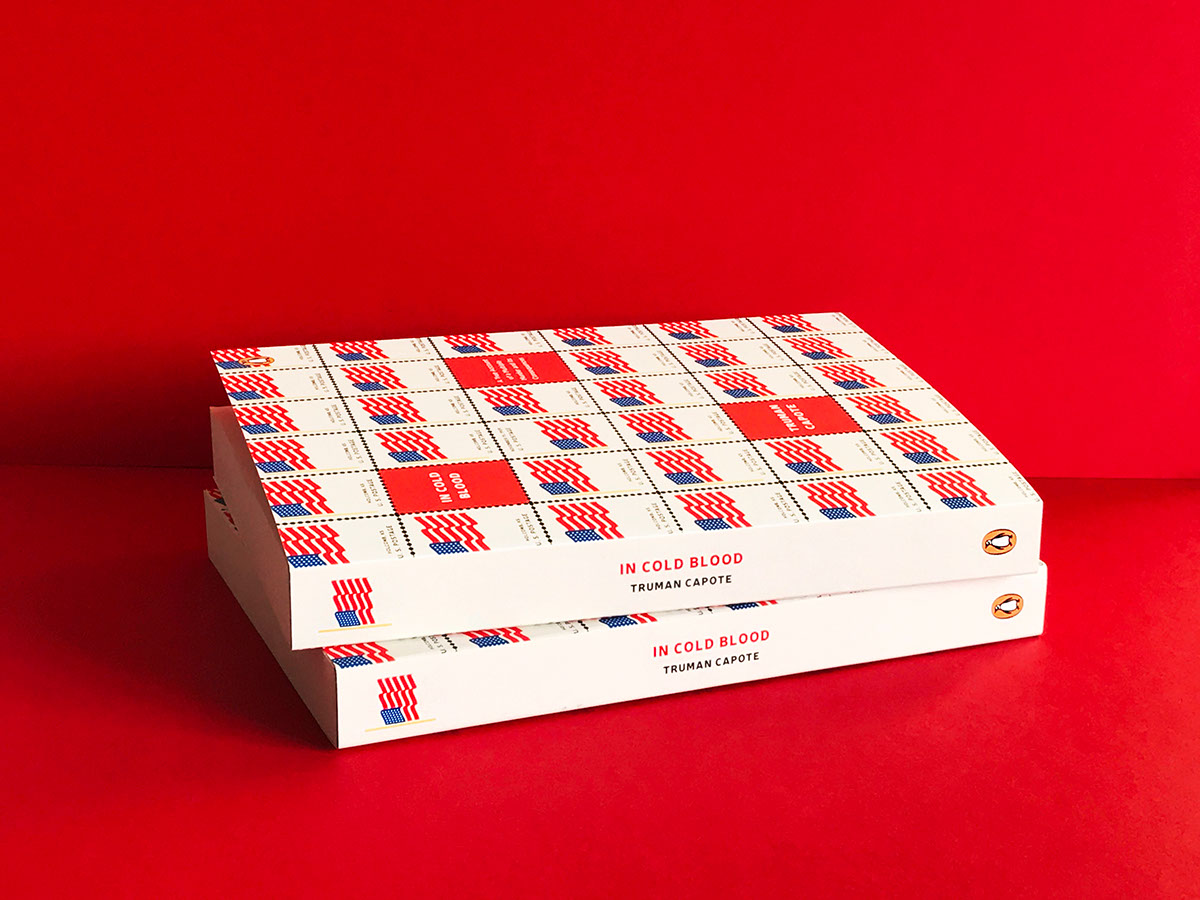in cold blood truman capote penguin usa america flag stamp book design Penguin Design Award cover