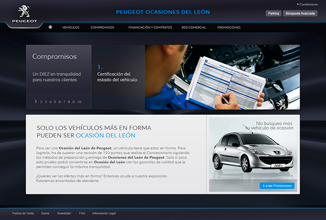 PEUGEOT odl design UI ux GUI development front end spain Project car web app Website search engine Custom