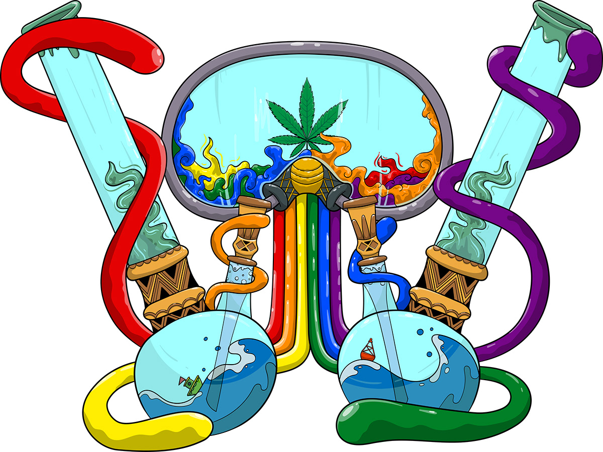 artwork Digital Art  digital illustration Drawing  ILLUSTRATION  marijuana sea vector weed
