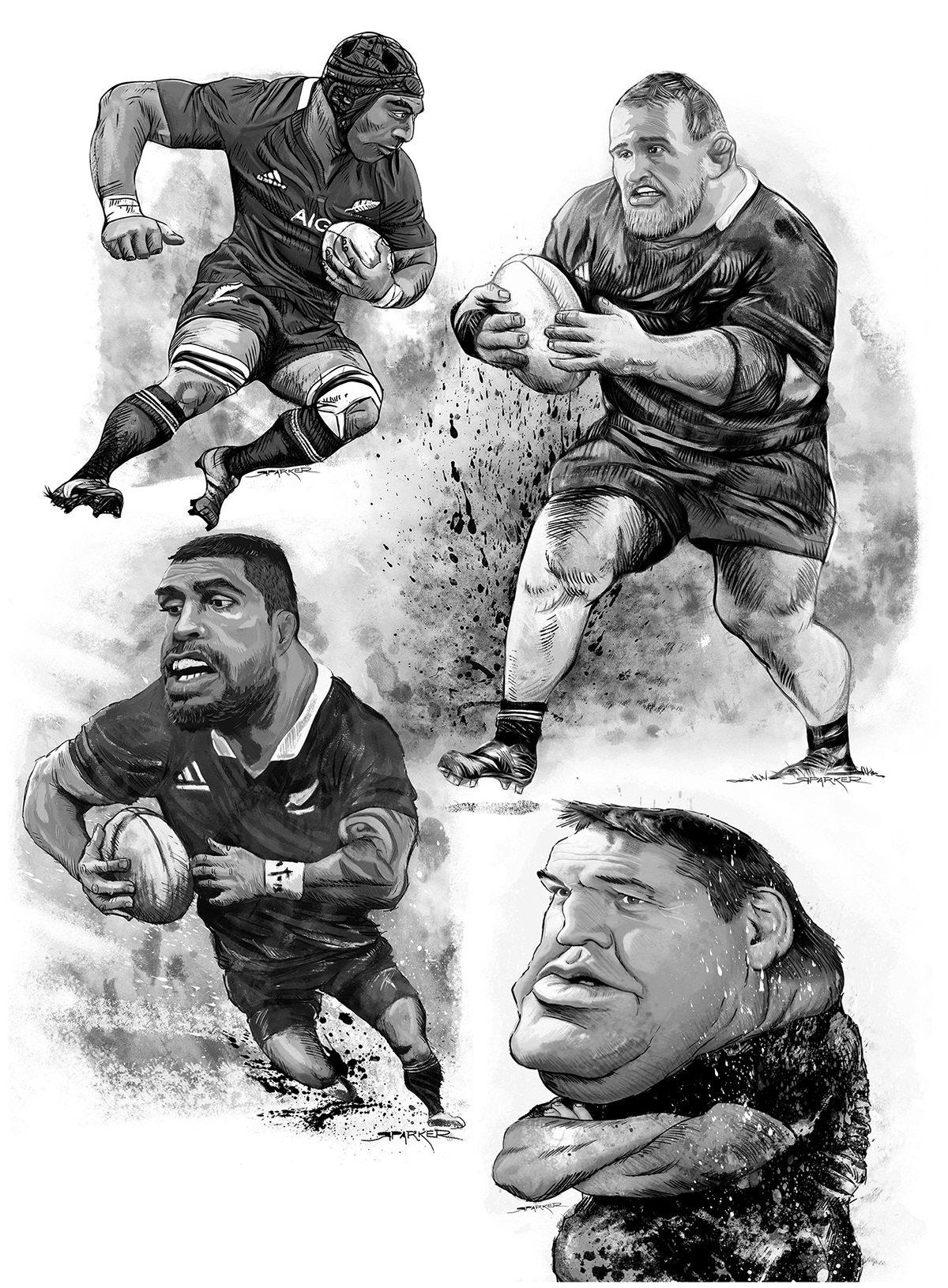 all blacks World Cup squad New Zealand Rugby RWC caricatures dan carter ILLUSTRATION  Richie McCaw Sam Cane