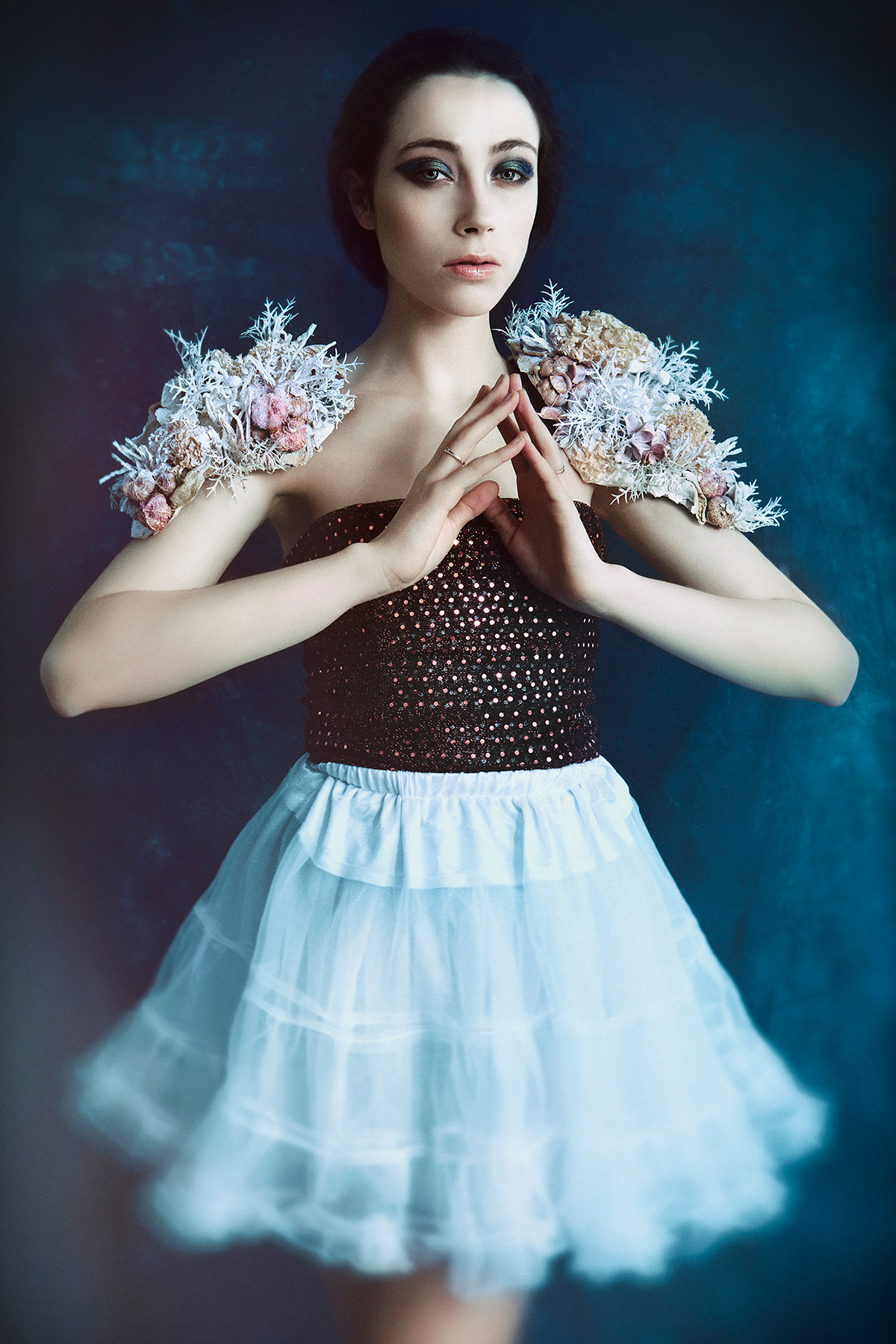 beach tutu skirt dress sea Ocean blue Shells model girl mermaid fashion photography editorial coral crown