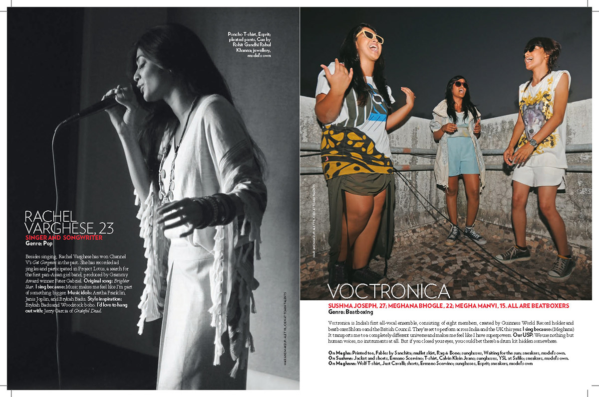 marie claire  fashion  musician  instrument  mumbai  girls  t-shirts editorial  Concert  photo  styling 