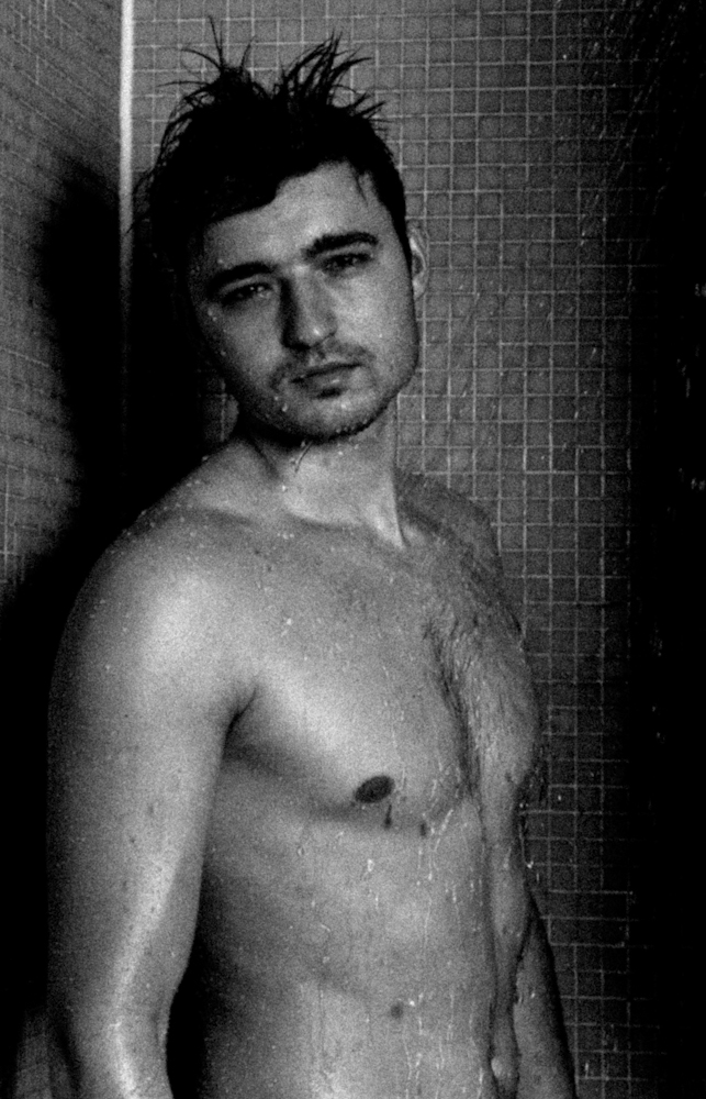 SHOWER wet water model male nude beauty sports black and white poetic Slow motion Portraiture portrait actor