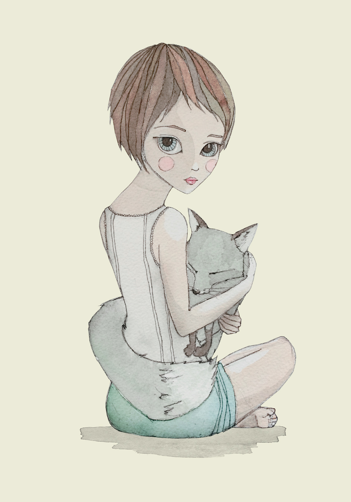 portrait caricature   girl silver fox