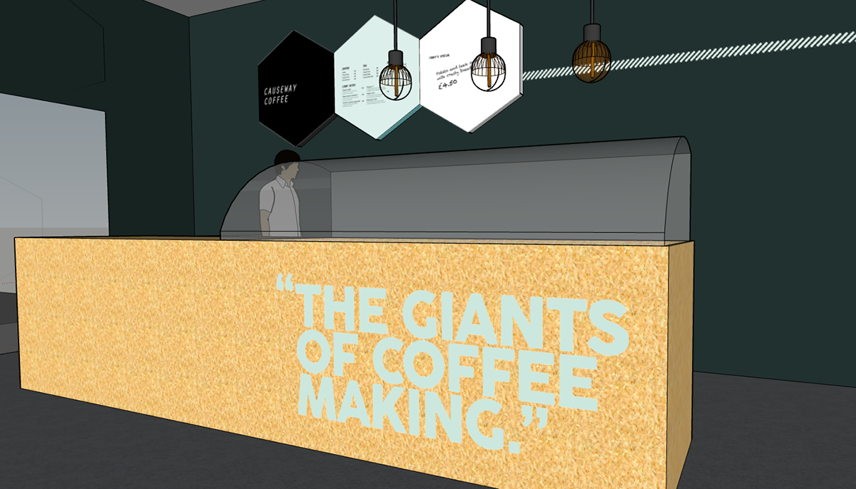 branding  coffee shop cafe Northern Ireland graphic design  menu menu design giants causeway business card spacial design