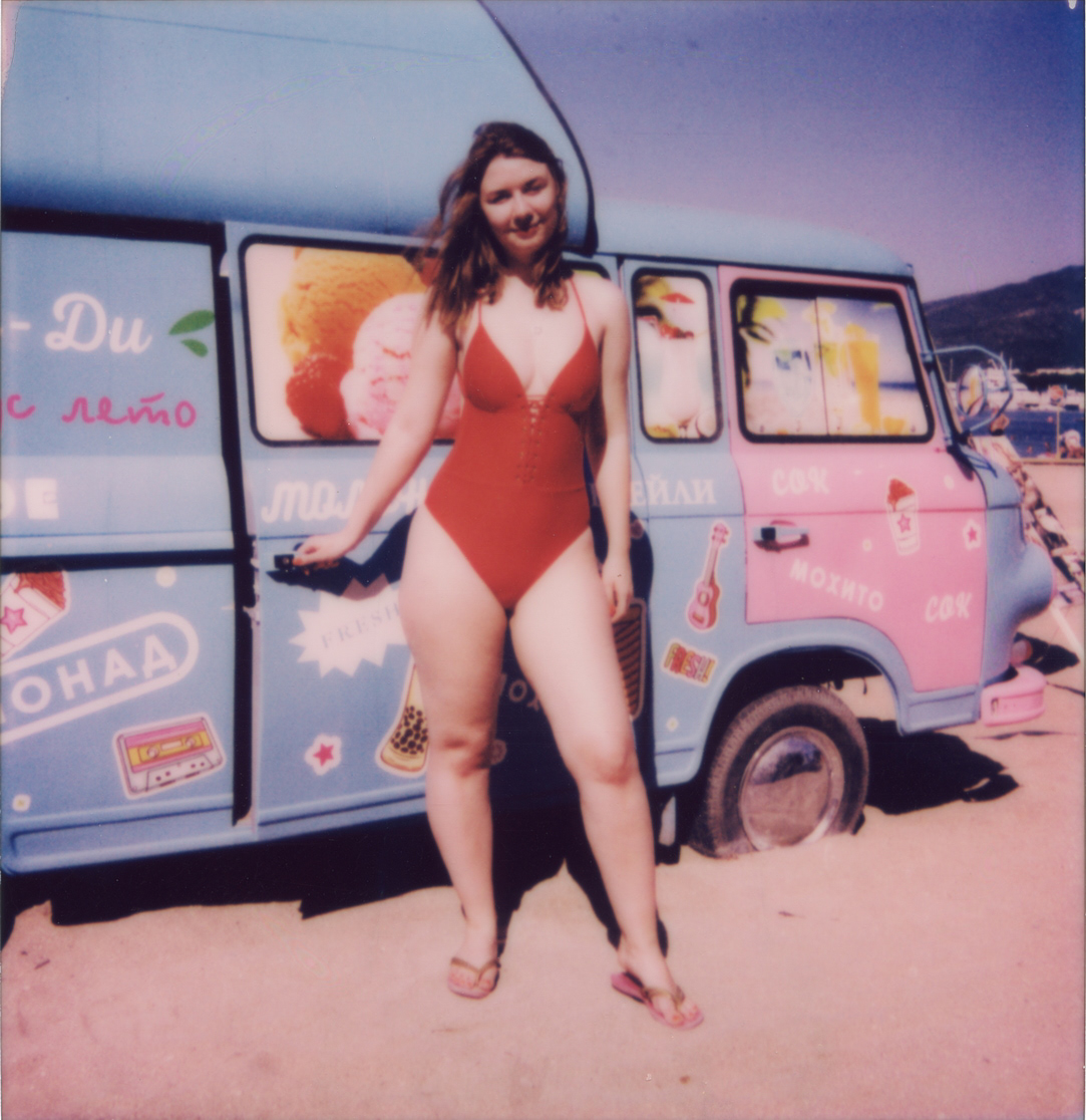 POLAROID summer film photography analog photography Film   heat Seaside swimsuit portrait rocks