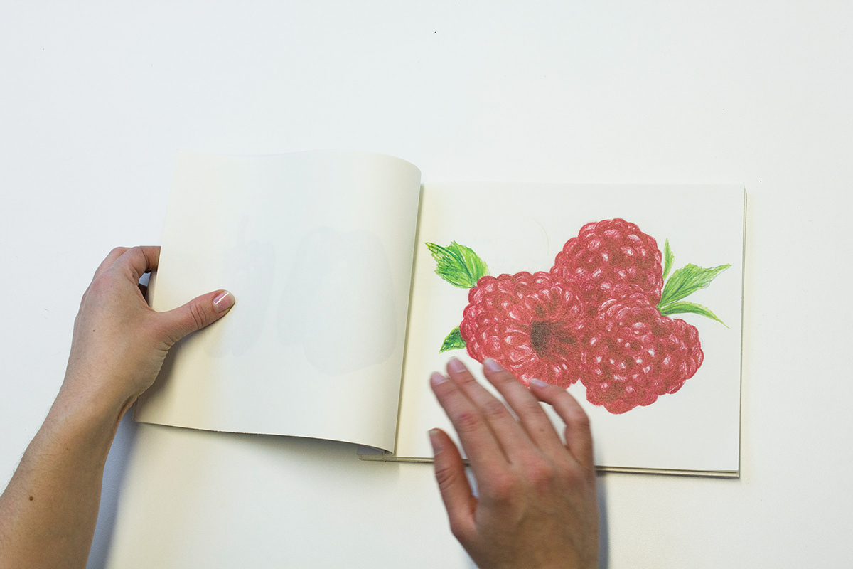 Technique texture Surfaces fruits walnut Pear cauliflower poster process journal