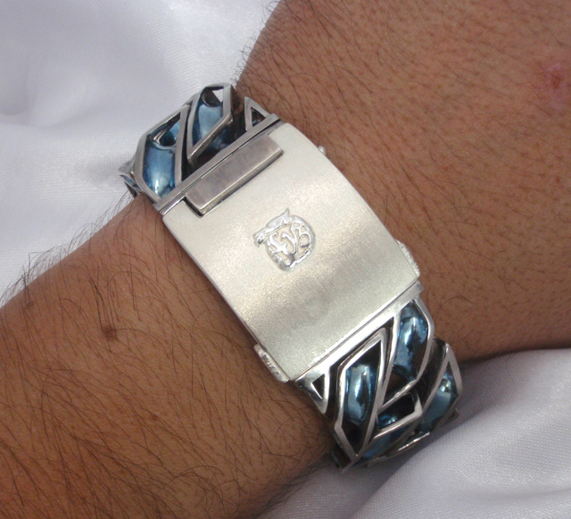 Titanium biggest bracelet jewelery blue anodize luxury