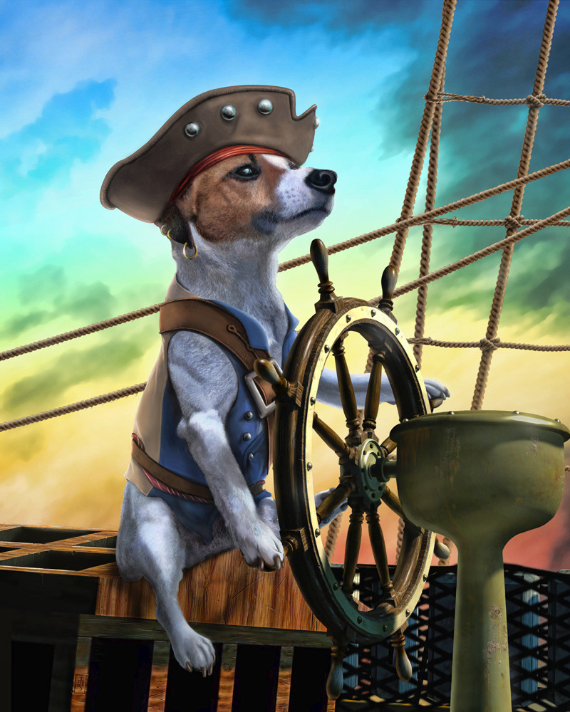 pirate Jack Russell dog canine animal art digital painting fantasy art anthro