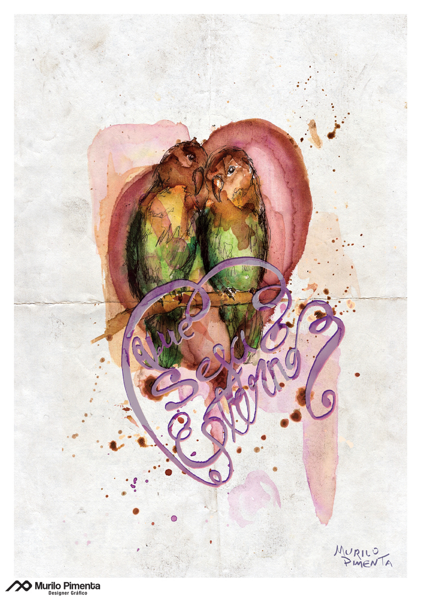 lettering birds parakeets brazilian animals animals watercolor ink nib Coffee Valentine's Day Love