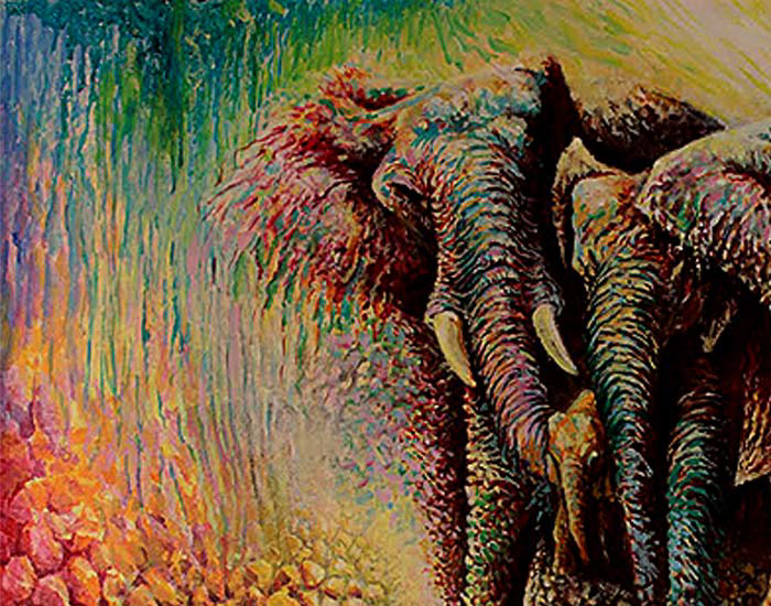 elephants Acrylic on canvas height :50 cm width :70 cm