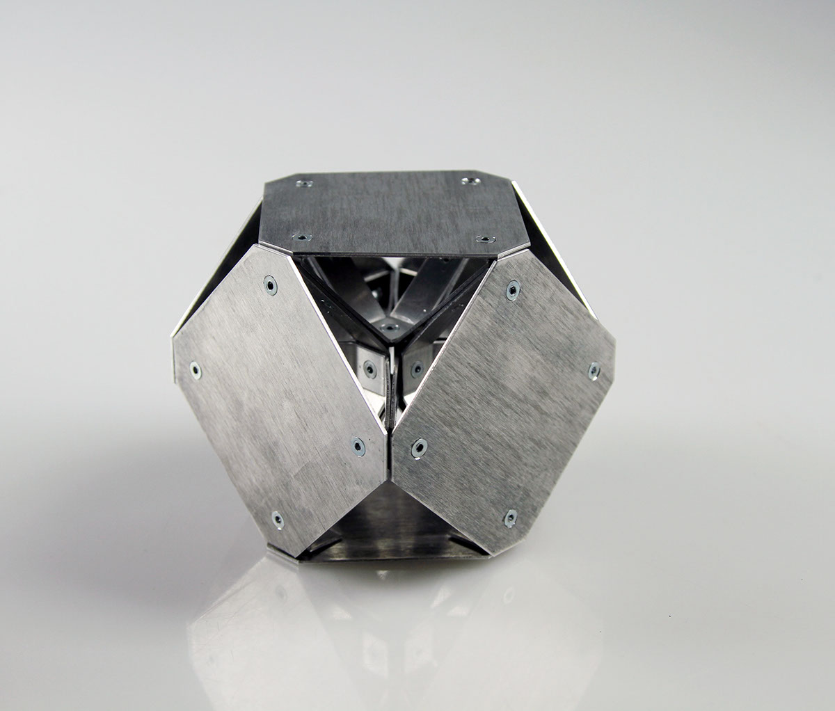 aluminum Cube Project cube polygon polygonal sheet metal Metal 1  abstract sculptural box rivets square geometric angular modular