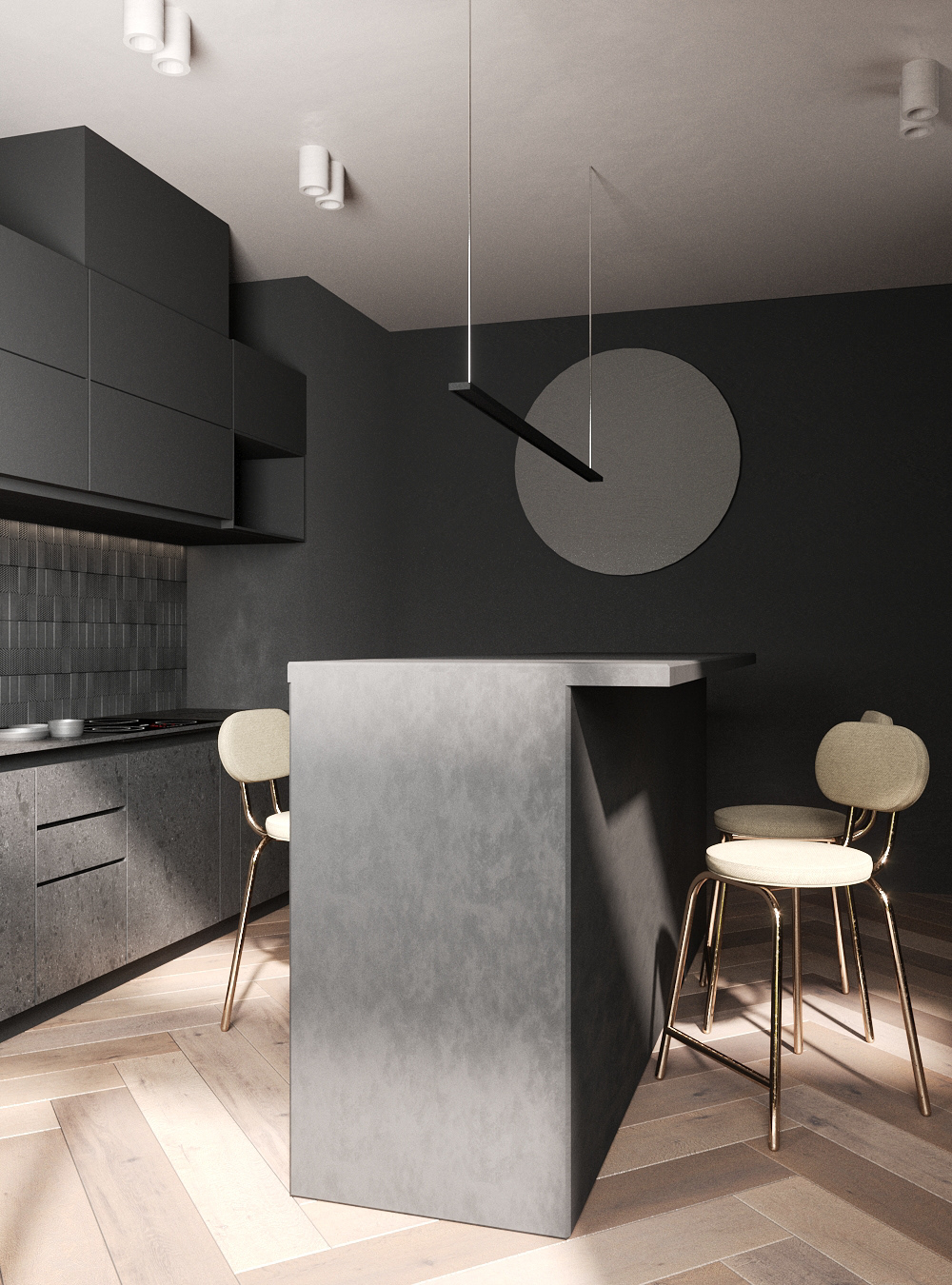 3ds max black minimal close-up contemporary corona corona render  coronarenderer Interior kitchen modern