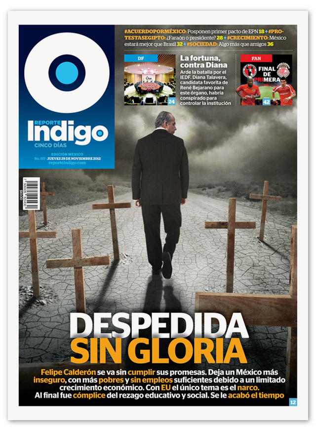 Reporte Indigo Hugo Herrera Photo Manipulation  Genaro Garcia Luna felipe calderon newspaper cover art Barack Obama pemex